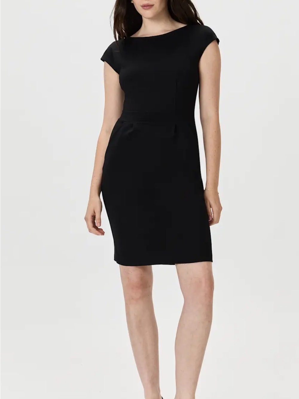 QUINCE NWT Ultra-Stretch Ponte Cap Sleeve Dress Black M